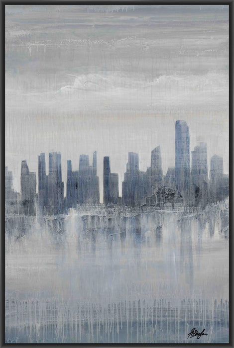 WINTER CITY I 22L X 28H Floater Framed Art Giclee Wrapped Canvas