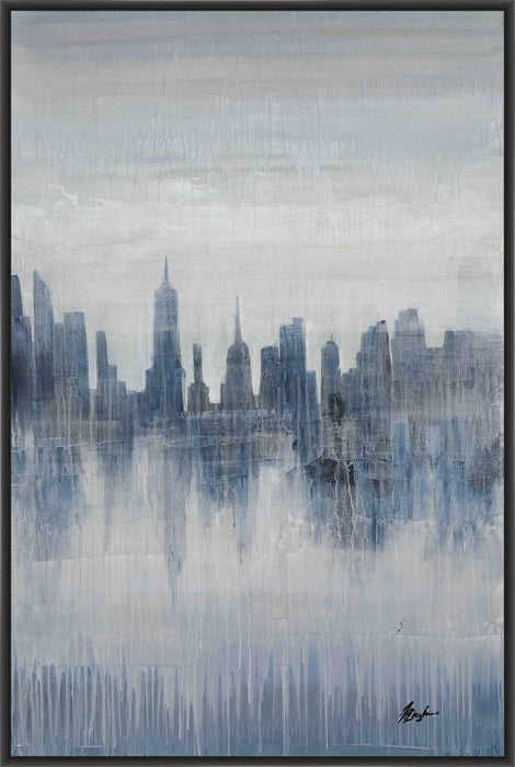 WINTER CITY II 22L X 28H Floater Framed Art Giclee Wrapped Canvas