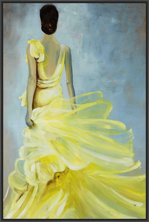 YELLOW DRESS 22L X 28H Floater Framed Art Giclee Wrapped Canvas