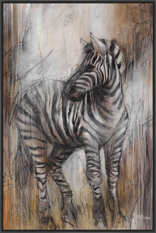 ZEBRA STUDY 22L X 28H Floater Framed Art Giclee Wrapped Canvas