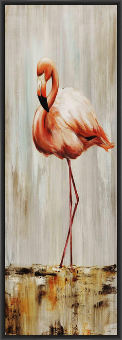 FLAMINGO IV 22L X 28H Floater Framed Art Giclee Wrapped Canvas