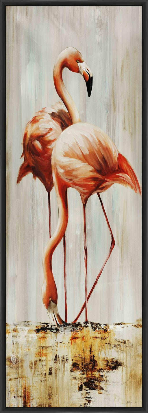 FLAMINGO V 22L X 28H Floater Framed Art Giclee Wrapped Canvas