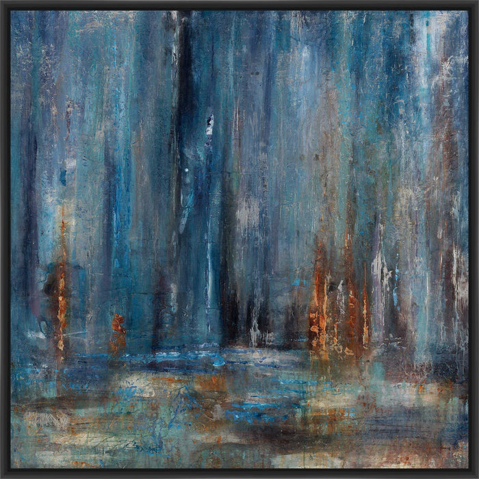 PRUSSIAN DOWNPOUR 28L X 28H Floater Framed Art Giclee Wrapped Canvas