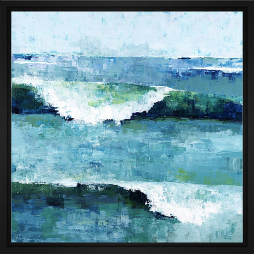 Breaking Waves 28L X 28H Floater Framed Art Giclee Wrapped Canvas