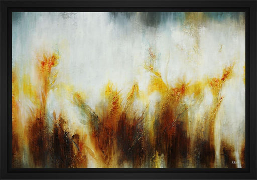 Field of Golden Blossoms 28L X 22H Floater Framed Art Giclee Wrapped Canvas