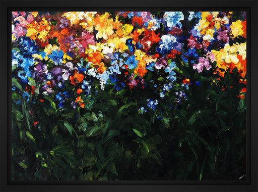 Floral Fields 28L X 22H Floater Framed Art Giclee Wrapped Canvas