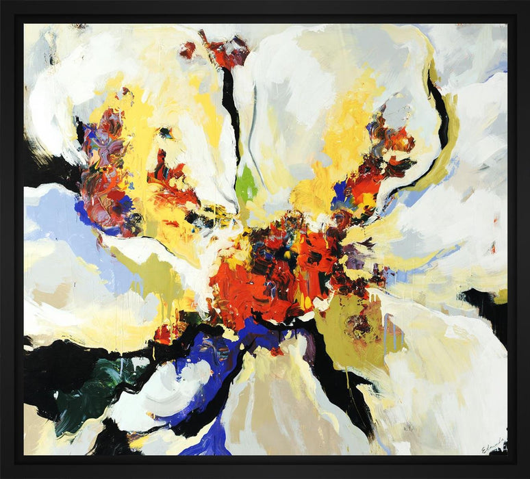 Floral Play 28L X 28H Floater Framed Art Giclee Wrapped Canvas