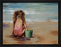 Girl with bucket 28L X 22H Floater Framed Art Giclee Wrapped Canvas