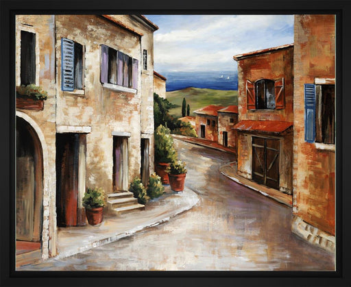 Hillside Village 28L X 28H Floater Framed Art Giclee Wrapped Canvas