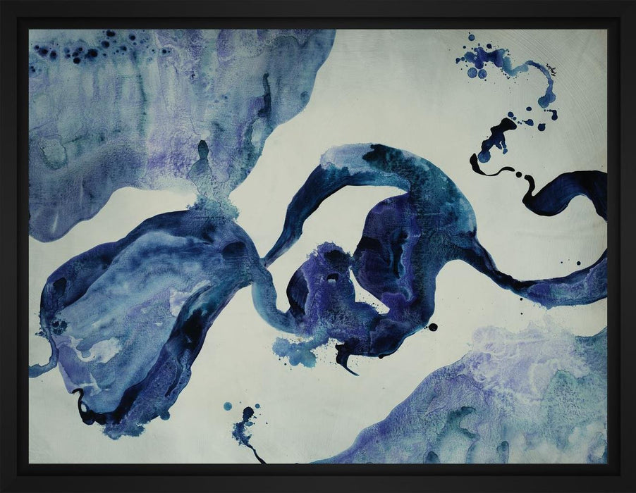 Indigo III 28L X 28H Floater Framed Art Giclee Wrapped Canvas