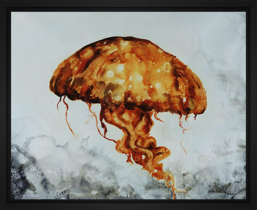 Jelly fish 28L X 22H Floater Framed Art Giclee Wrapped Canvas