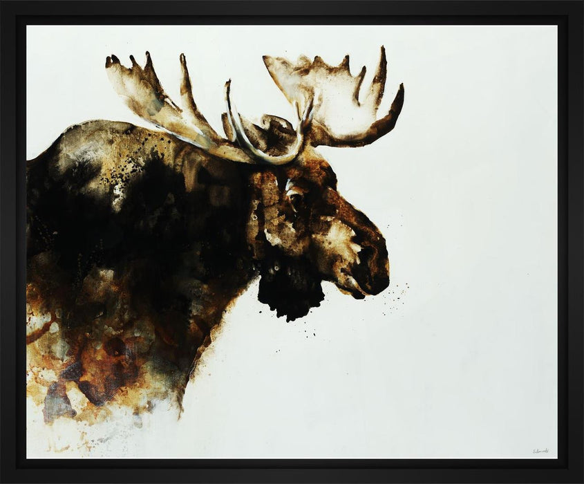 Moose 28L X 28H Floater Framed Art Giclee Wrapped Canvas