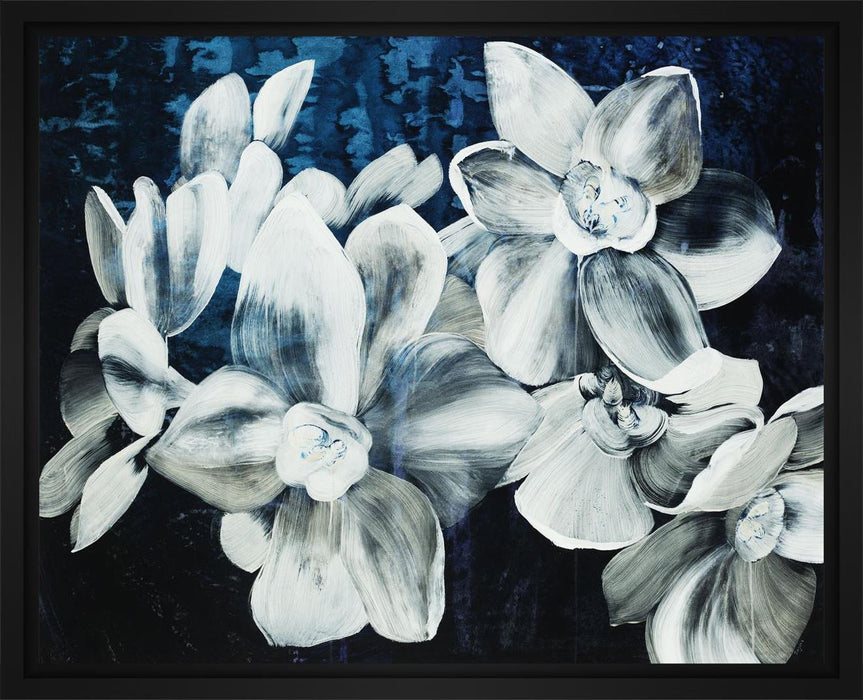 Paper Whites 28L X 28H Floater Framed Art Giclee Wrapped Canvas