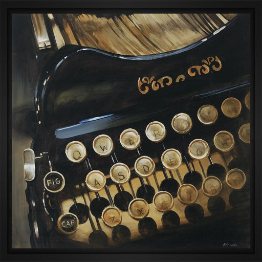 Typewriter 28L X 28H Floater Framed Art Giclee Wrapped Canvas