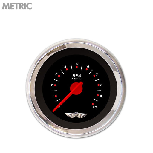 Tachometer Gauge w emblem-Pegged Black Red Modern Needles Chrome Trim Rings Style Kit DIY Install