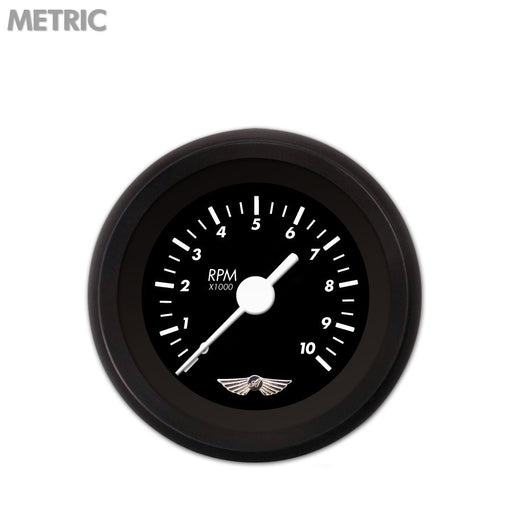 Tachometer Gauge w emblem-Marker Black White Vintage Needles Black Trim Rings Style Kit Installed