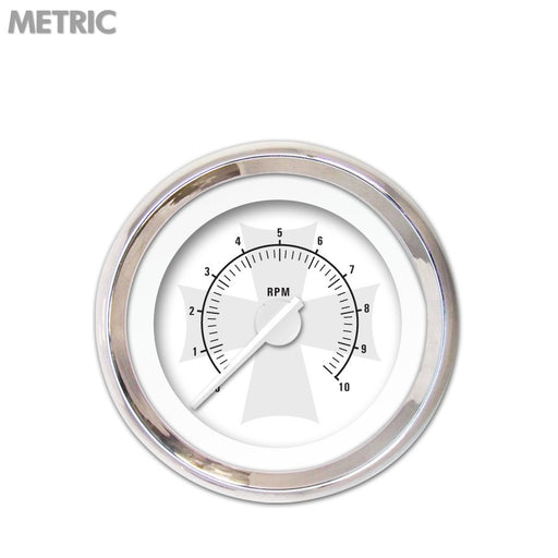 Tachometer Gauge-Iron Cross White White Modern Needles Chrome Trim Rings Style Kit Installed