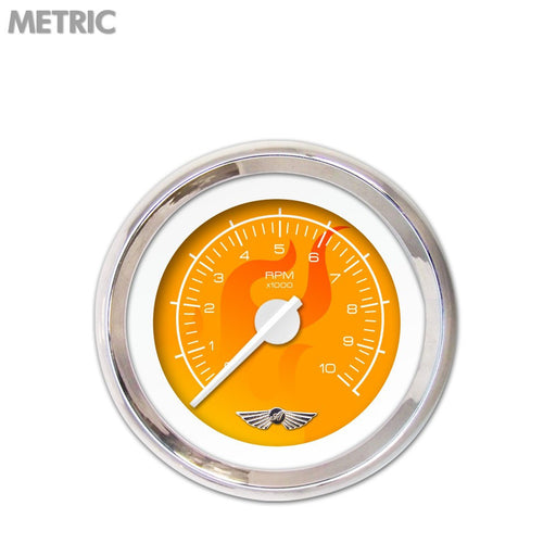 Tachometer Gauge w emblem-Ghost Flame Orange White Modern Needles Chrome Trim Rings Style Kit DIY Install