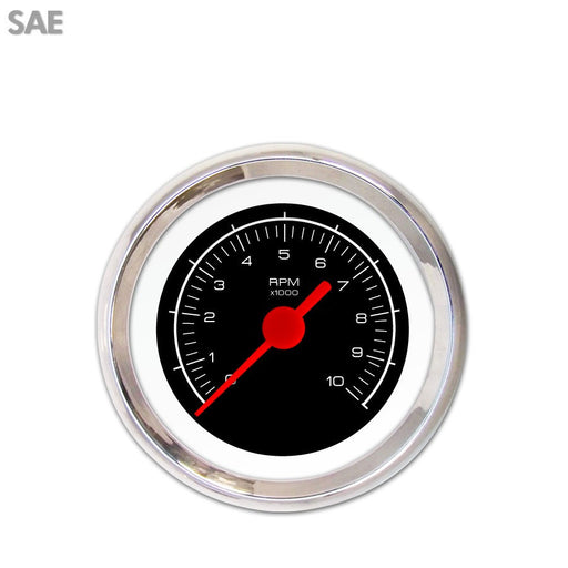 Tachometer Gauge-Competition Black Red Vintage Needles Chrome Trim Rings Style Kit DIY Install