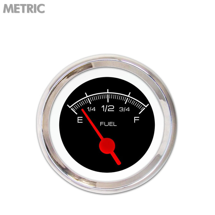 Fuel level Gauge-Competition Black Red Vintage Needles Chrome Trim Rings Style Kit Installed