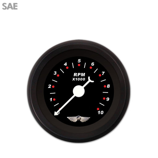 Tachometer Gauge w emblem-Modern Rodder Black White Classic Needles Black Trim Rings Style Kit Installed