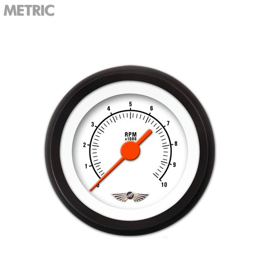 Tachometer Gauge w emblem-Muscle White Orange Vintage Needles Black Trim Rings Style Kit DIY Install