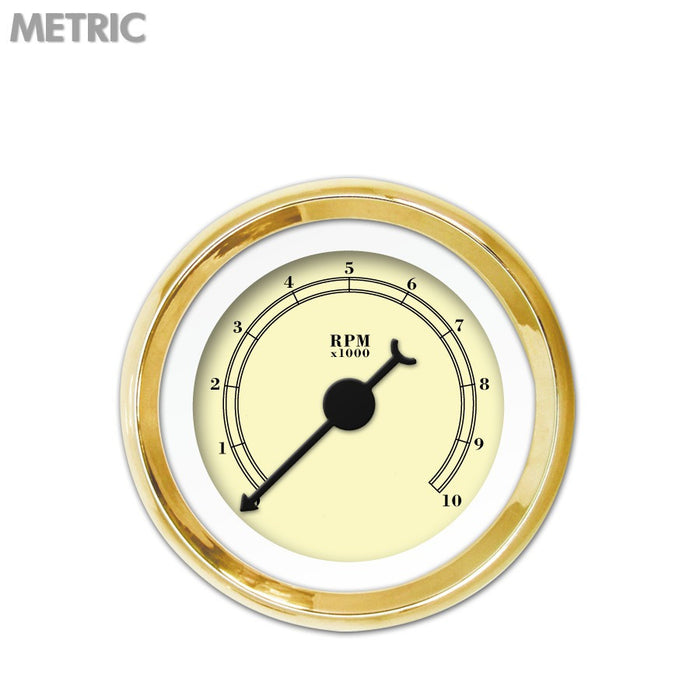 Tachometer Gauge-American Classic Tan Black Classic Needles Gold Trim Rings Style Kit DIY Install