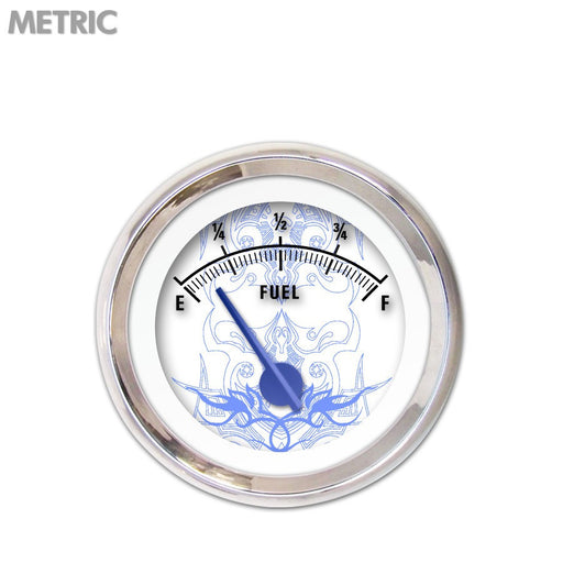 Fuel level Gauge-Tribal White Blue Modern Needles Chrome Trim Rings Style Kit Installed