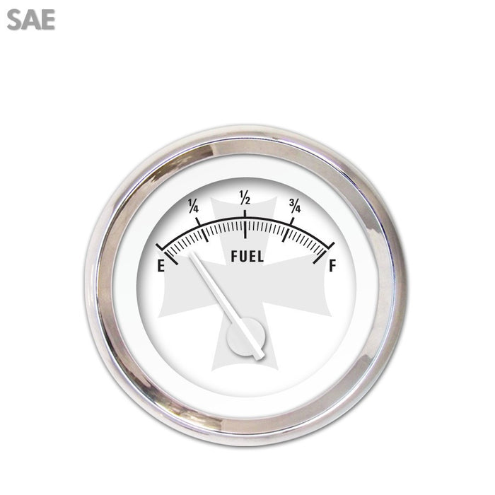 Fuel level Gauge-Iron Cross White White Modern Needles Chrome Trim Rings Style Kit Installed