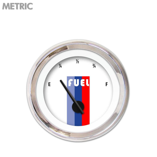 Fuel level Gauge-Vintage Autobahn White Black Modern Needles Chrome Trim Rings Style Kit Installed