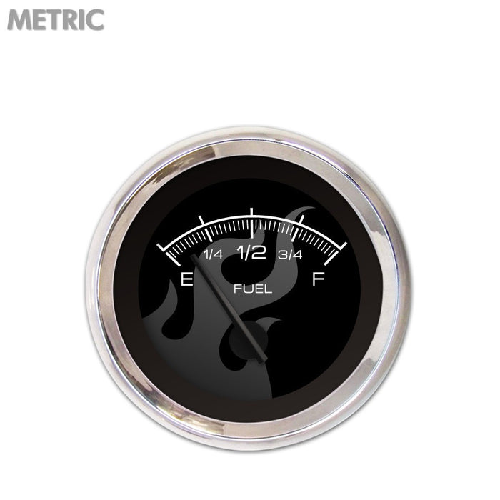 Fuel level Gauge-Ghost Flame Black Black Modern Needles Chrome Trim Rings Style Kit Installed