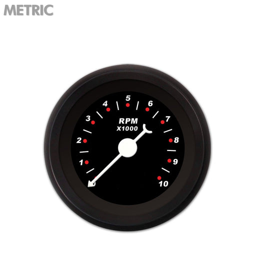 Tachometer Gauge-Modern Rodder Black White Classic Needles Black Trim Rings Style Kit Installed