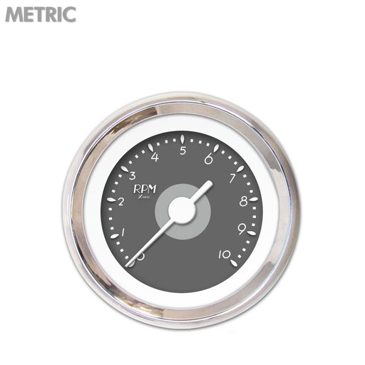 Tachometer Gauge-DECO XT Grey White Vintage Needles Chrome Trim Rings Style Kit Installed