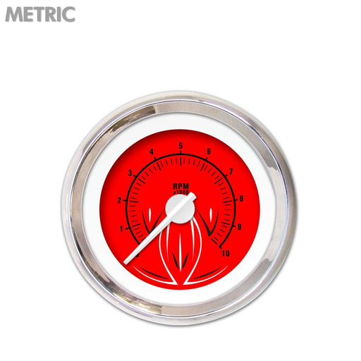 Tachometer Gauge-Pinstripe II Red White Modern Needles Chrome Trim Rings Style Kit Installed