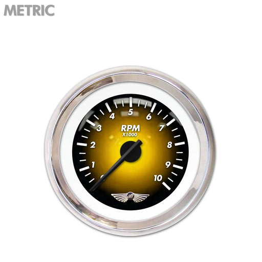 Tachometer Gauge w emblem-Pulsar Amber Black Modern Needles Chrome Trim Rings Style Kit Installed