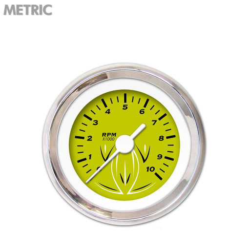 Tachometer Gauge-Pinstripe Green White Vintage Needles Chrome Trim Rings Style Kit Installed