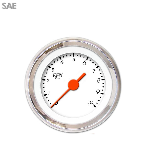 Tachometer Gauge-DECO XT White Orange Vintage Needles Chrome Trim Rings Style Kit DIY Install