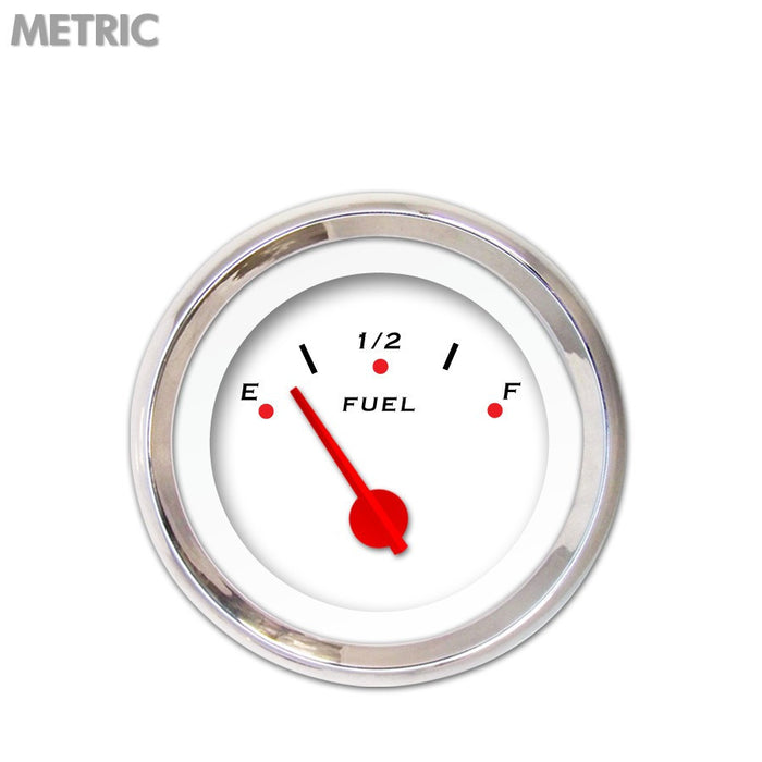 Fuel level Gauge-Pegged White Red Modern Needles Chrome Trim Rings Style Kit DIY Install