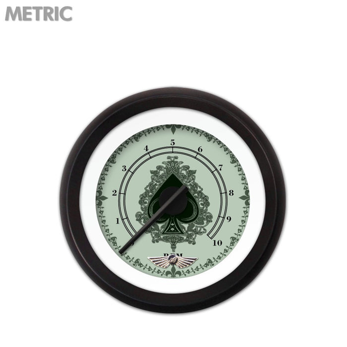 Tachometer Gauge w emblem-Spade Series Black Modern Needles Black Trim Rings Style Kit Installed