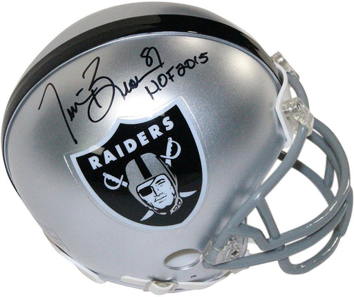 Tim Brown Signed Oakland Raiders Mini Helmet w/ "HOF 2015" Insc.