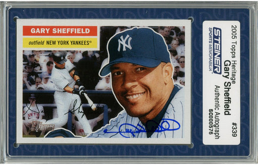 Gary Sheffield Signed 2005 Topps Card - Yankees - 1/2 Swing 1/2 Portrait (Slabbed by Steiner)