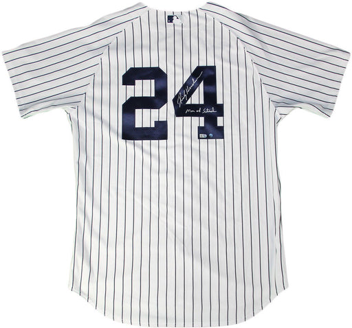 Rickey Henderson Signed New York Yankees nbr24 Home Pinstripe Authentic Jersey w/ Man of Steel Insc MLB Auth