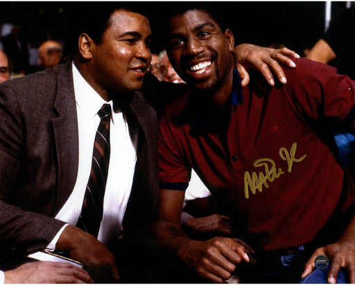 Magic Johnson Signed Sitting With Ali 8x10 Photo