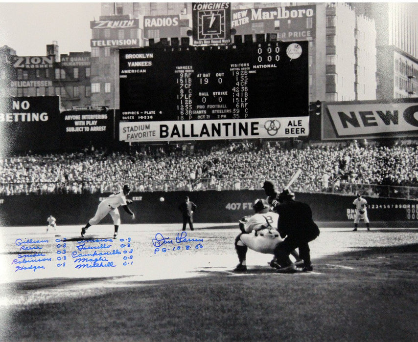 Don Larsen First Pitch B/W Horizontal 20x24 Photo w/ No Hitter Lineup Insc.