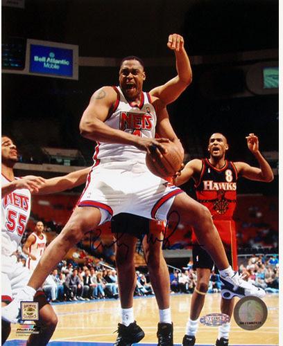 Rick Mahorn Nets White Jersey vs Hawks Vertical 8x10