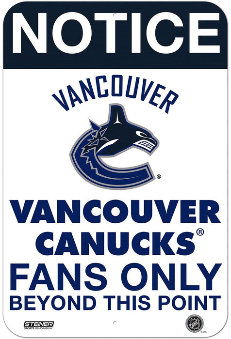 Vancouver Canucks Fans Only 8x12 Aluminum Sign