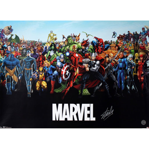 Stan Lee Signed Marvel Multiple Character 22x34 Poster (Stan Lee Holo Only)