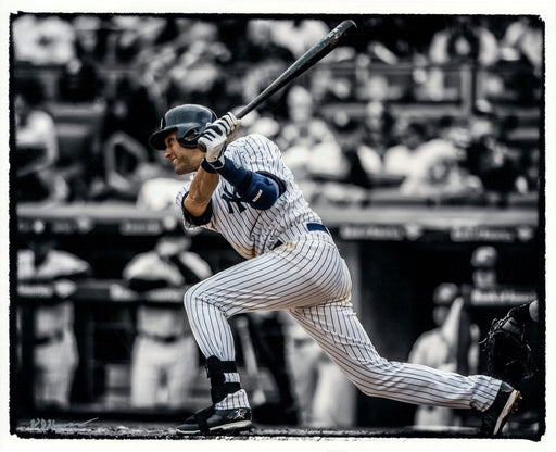 Derek Jeter Horizontal Swinging B/W With Color Accents 16x20 Photo Uns (Signed By William Hauser)