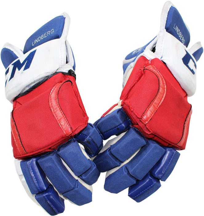 Oscar Lindberg New York Rangers 2015-2016 Season Game Used CCM Gloves (Pair)