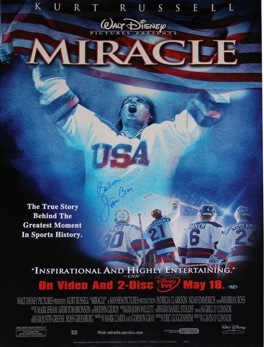 Jim Craig Signed 26x40 USA Hockey Miracle Poster w/ "Believe" Insc.